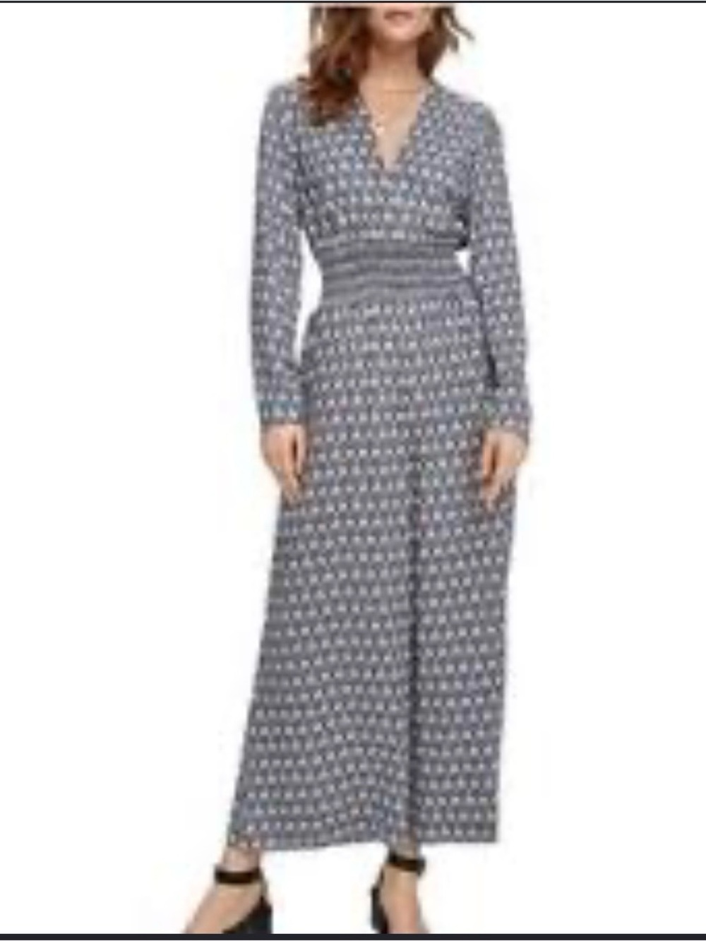Scotch & Soda Bohemian Print V-Neck Wide Leg Smocked Waist Jumpsuit Large
